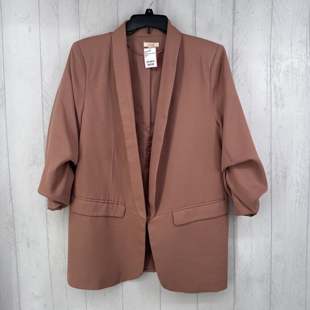 1xl ruched slv open blazer