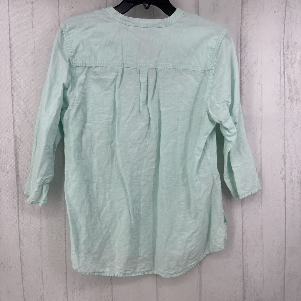 M 3/4 slv half button top