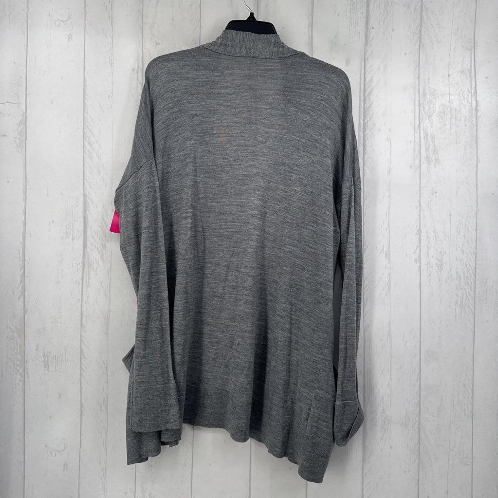 L l/s open cardigan w/ pockets