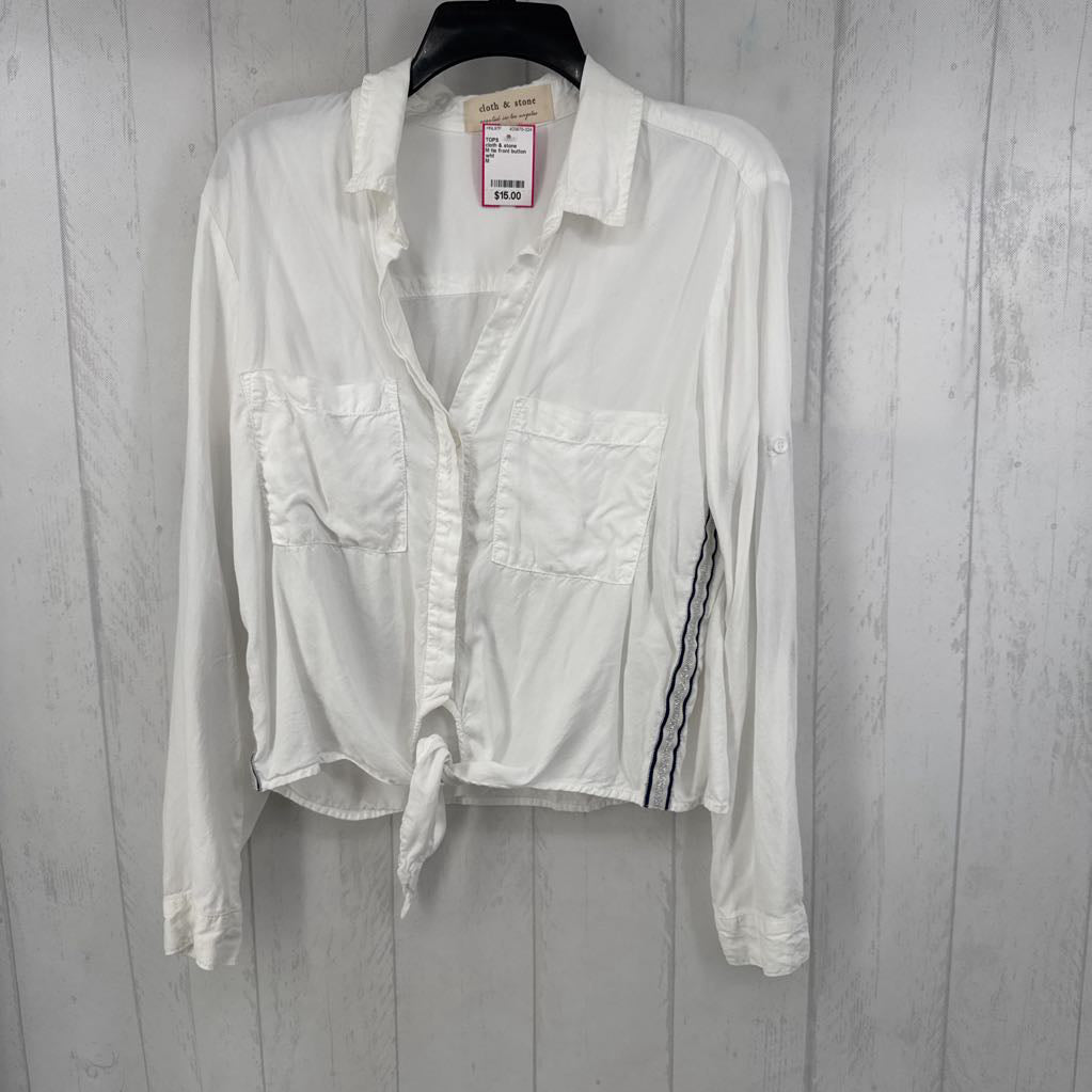 M tie front button down l/s top