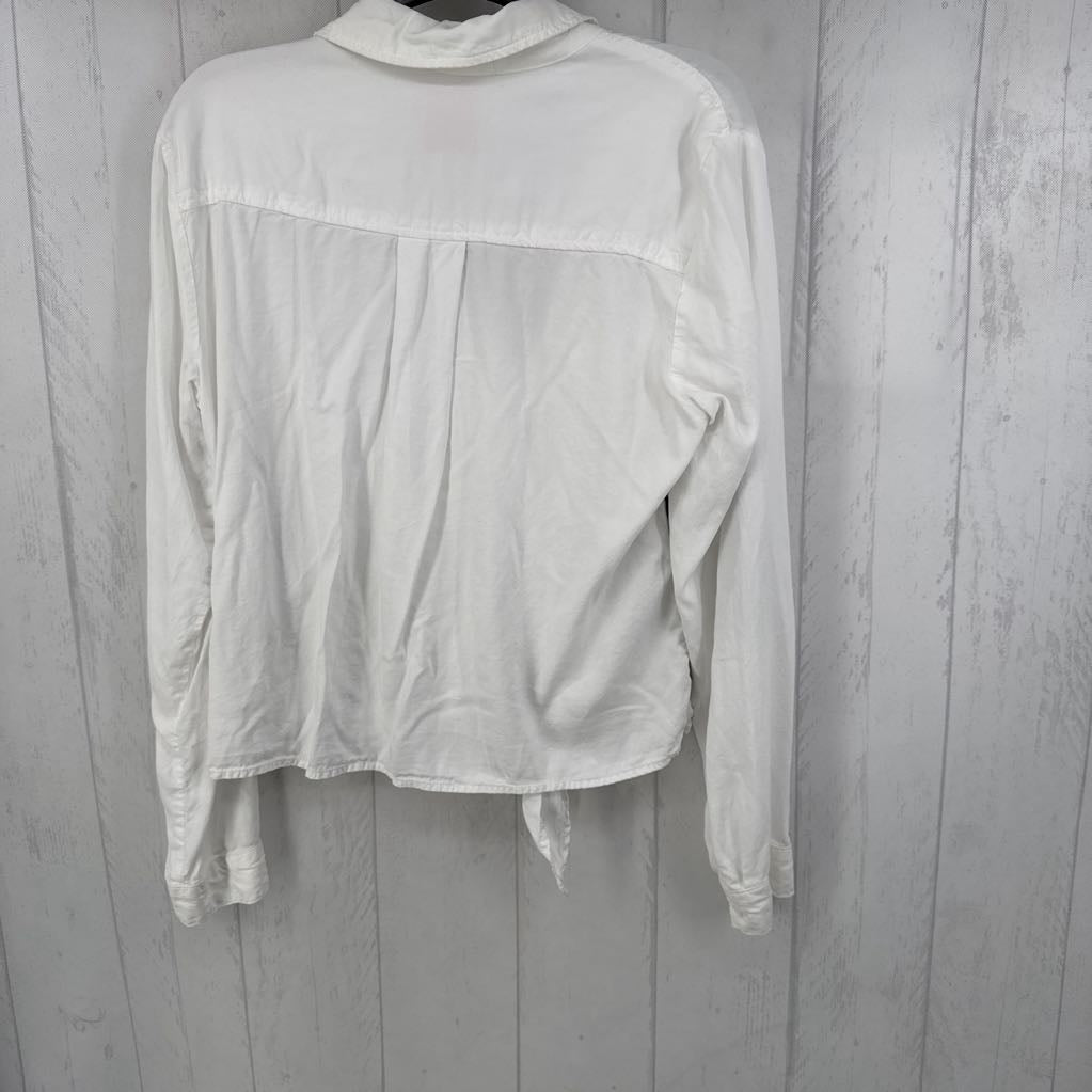 M tie front button down l/s top