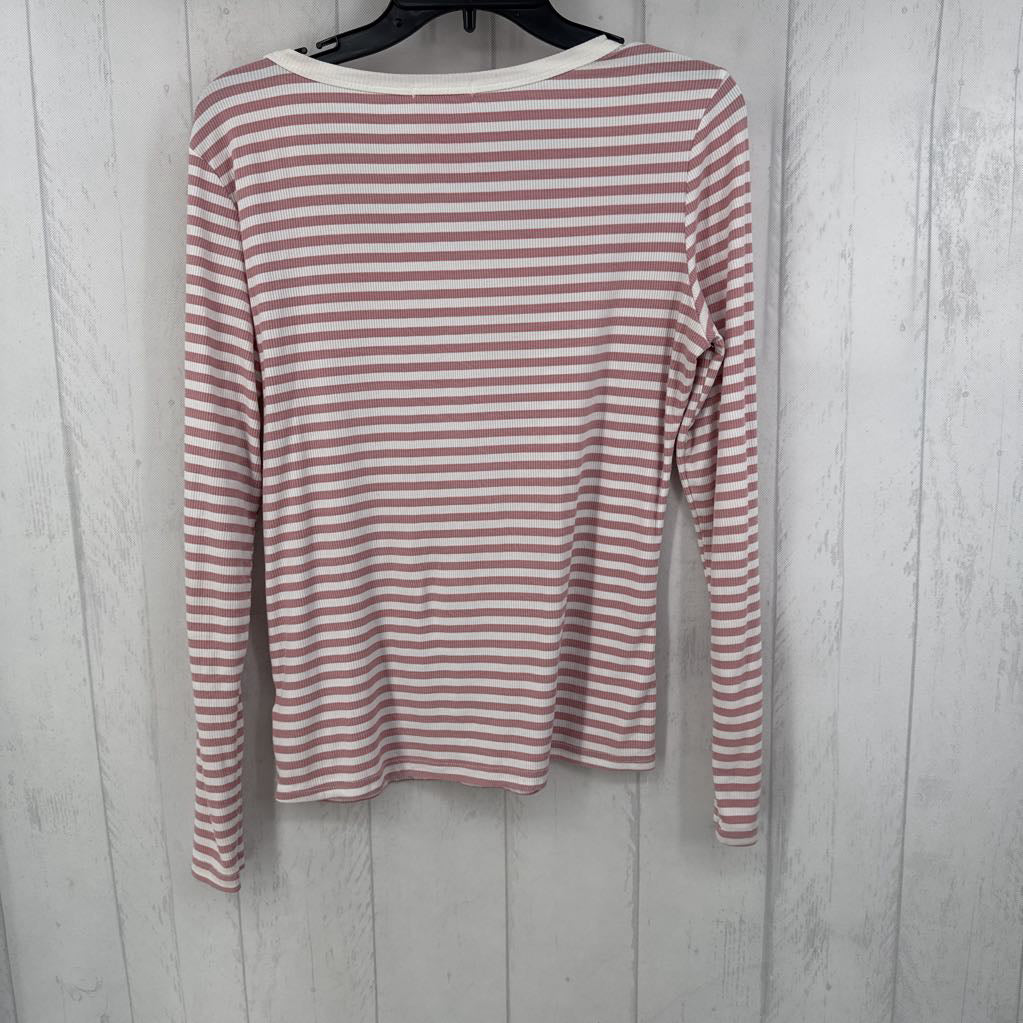 L rib knit striped l/s top