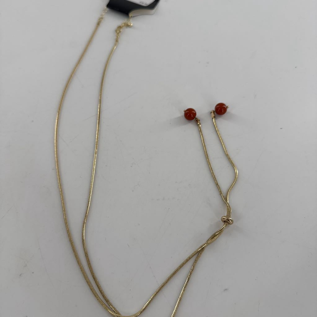 19" goldtone orange bead necklace