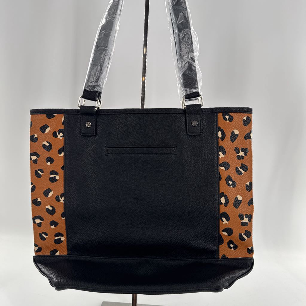 animal print color block tote