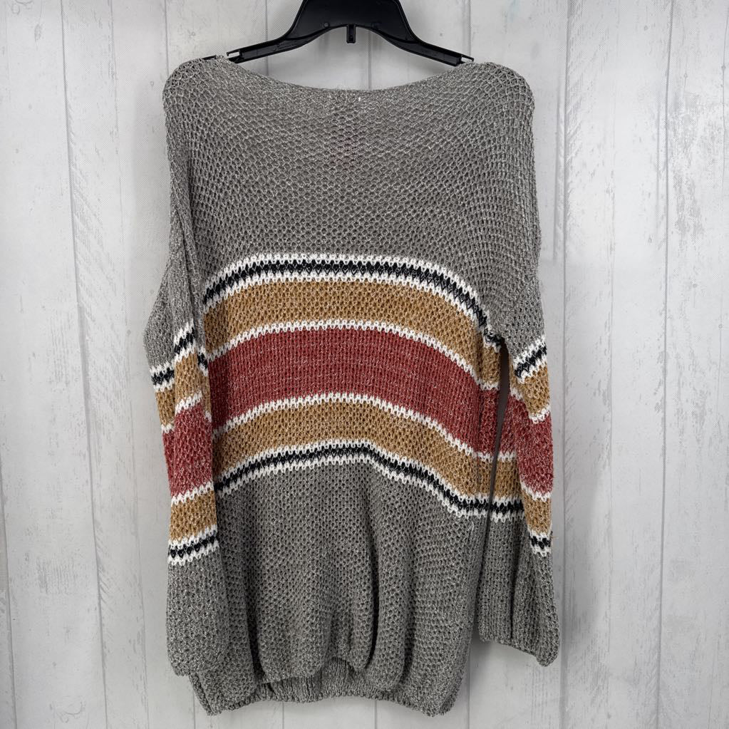 XL l/s v-neck stripe sweater