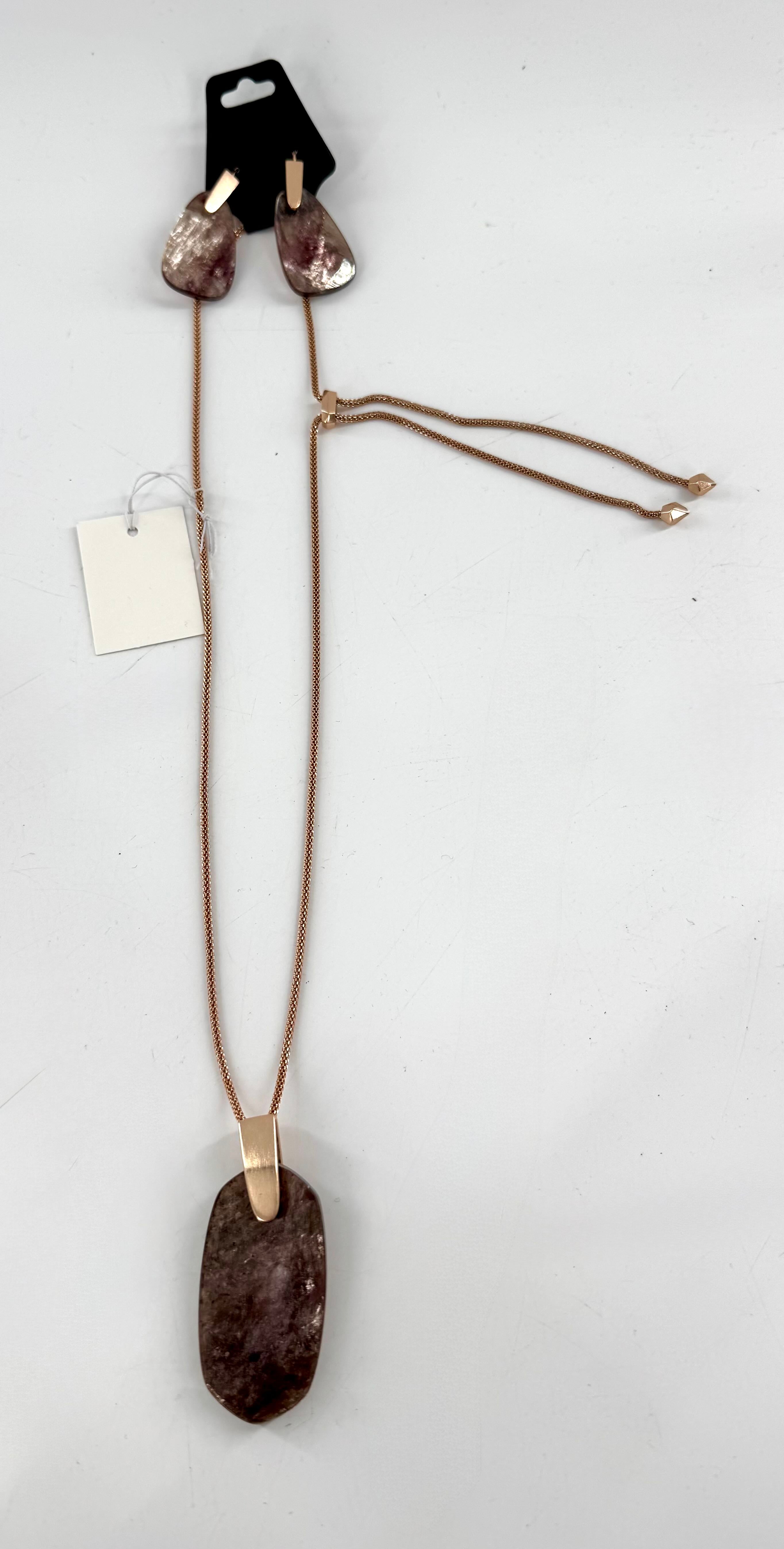 adjustable long pendant necklace & earring set