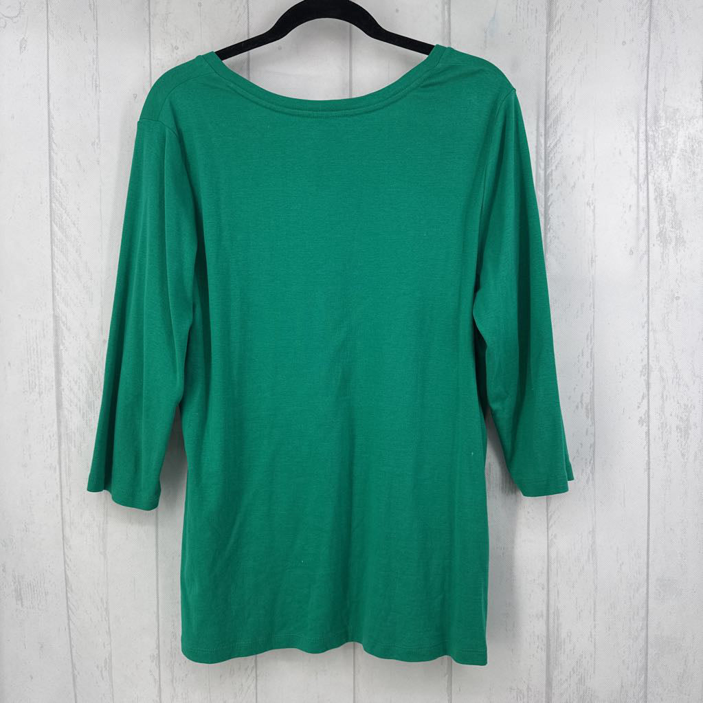 1X v-neck 3/4 slv tee