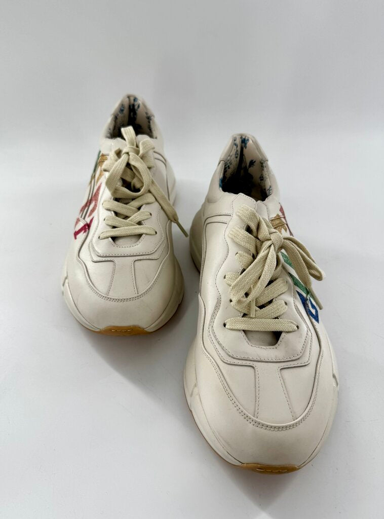 Gucci Rhyton Leather Glitter Accents Sneakers size 11
