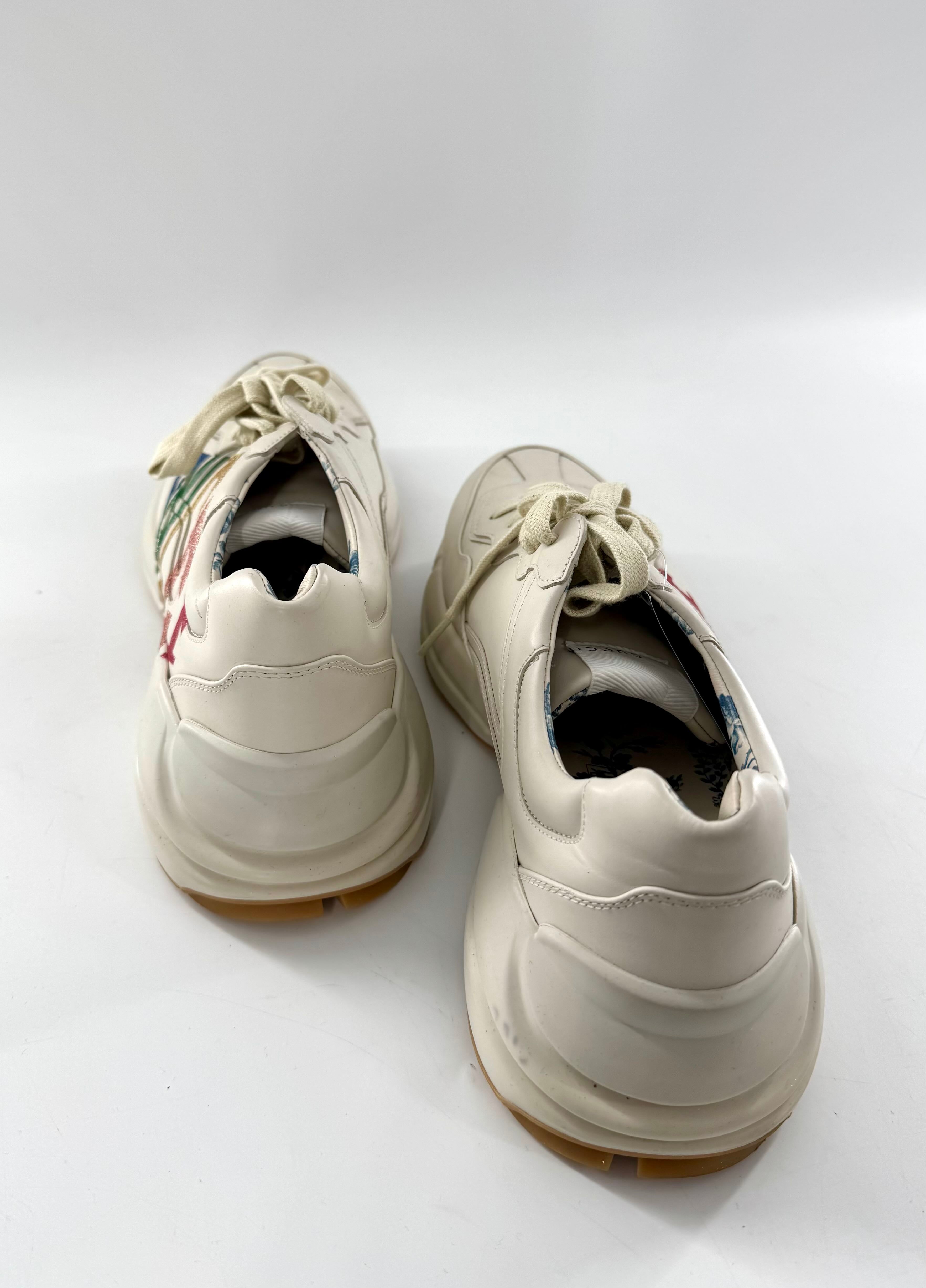 Gucci Rhyton Leather Glitter Accents Sneakers size 11