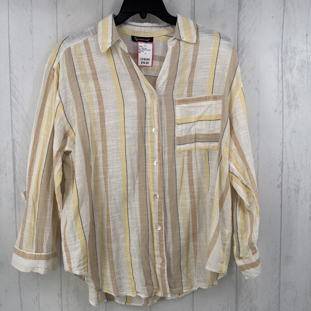 M/L striped button down l/s top