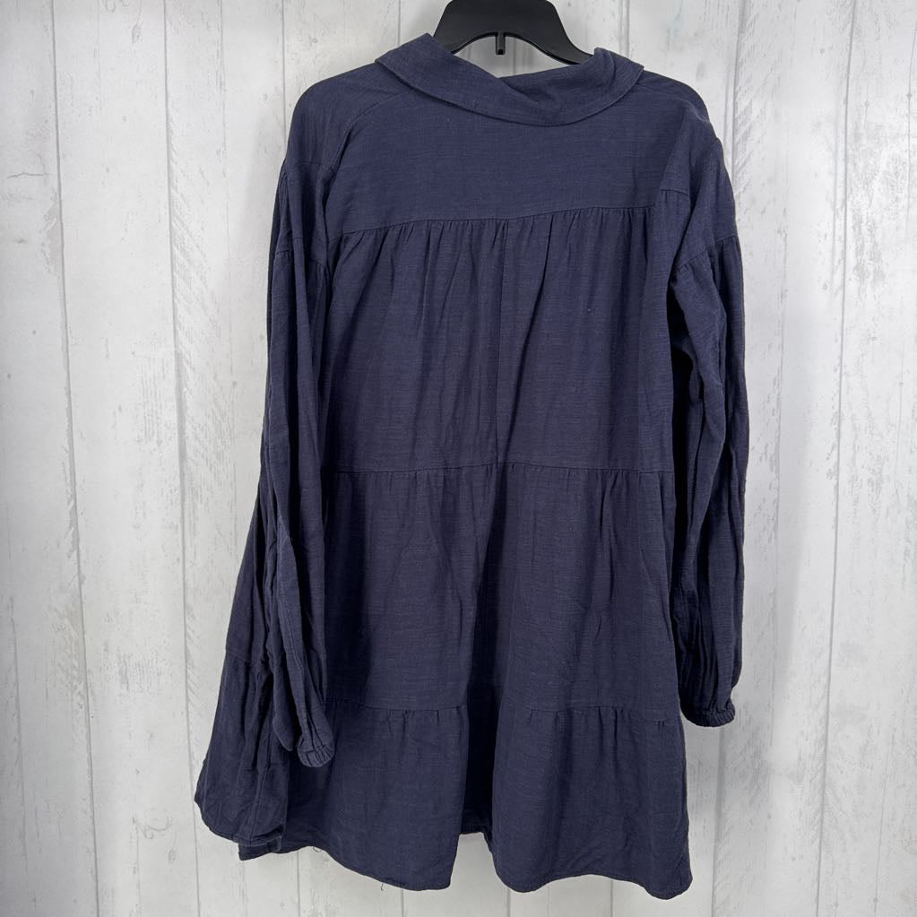 M button down tiered l/s dress