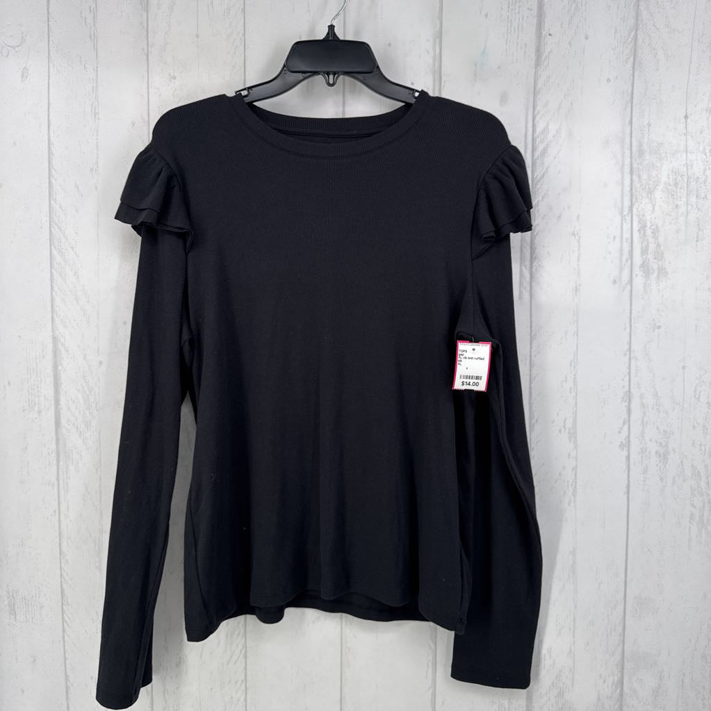 XL rib knit ruffled l/s tee