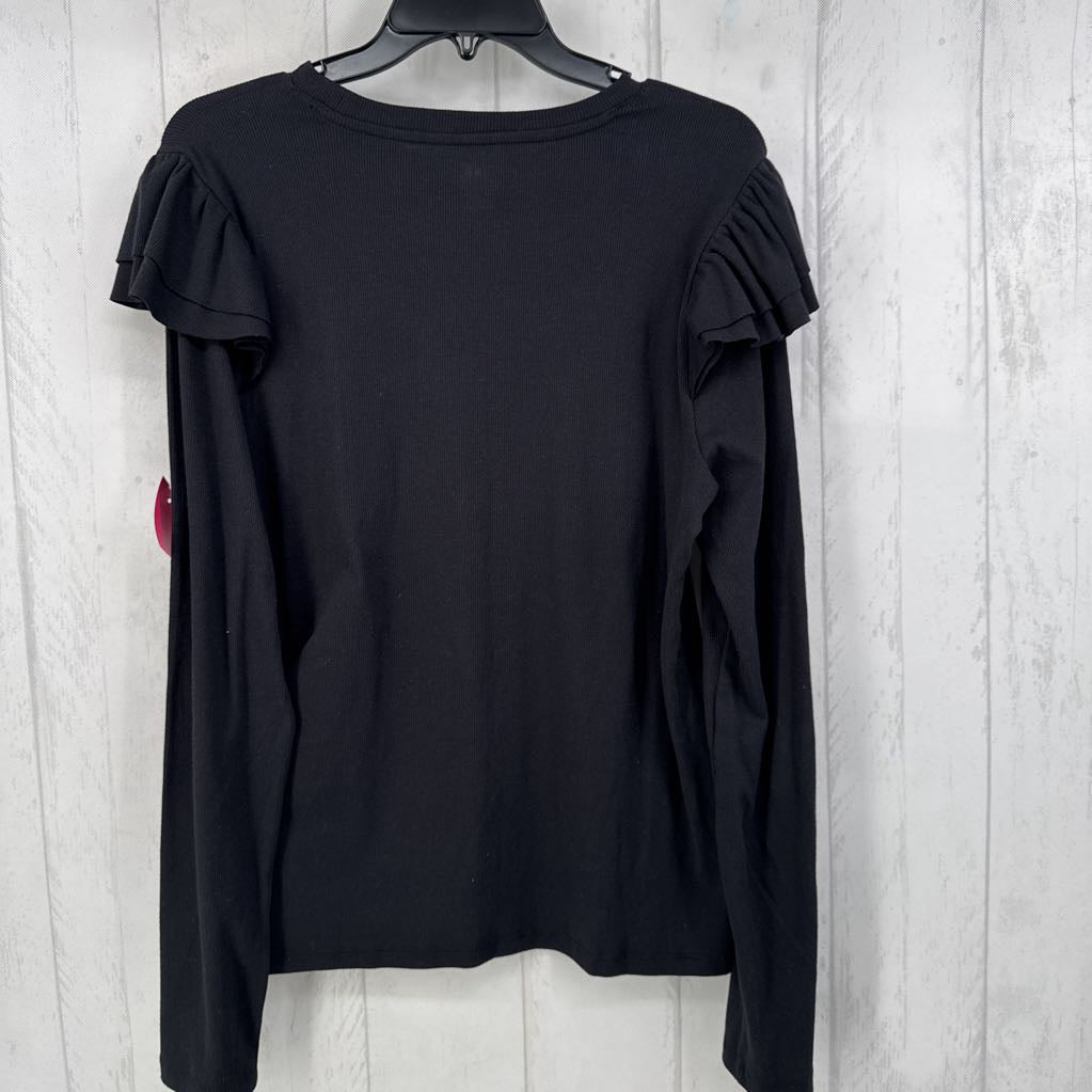 XL rib knit ruffled l/s tee