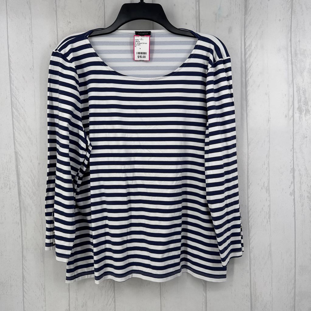 XL striped 3/4 slv top