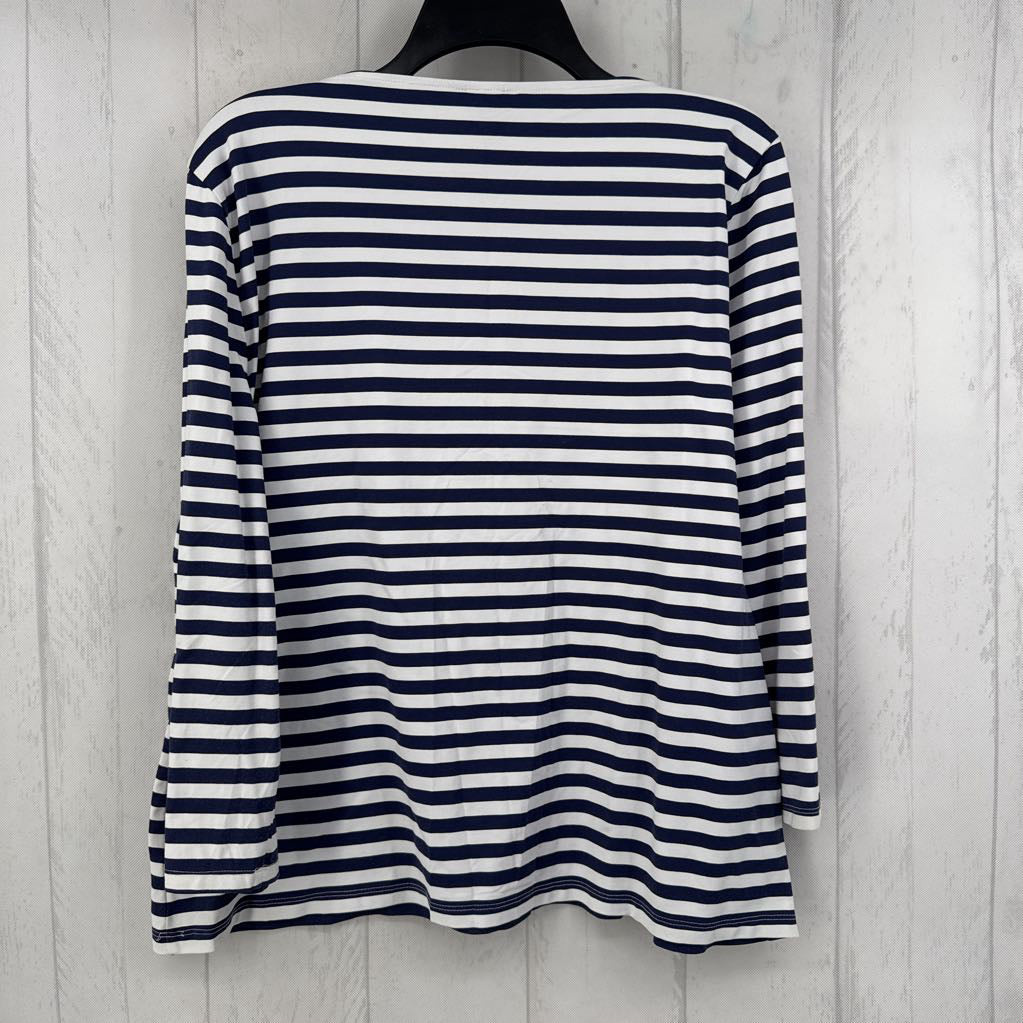 XL striped 3/4 slv top
