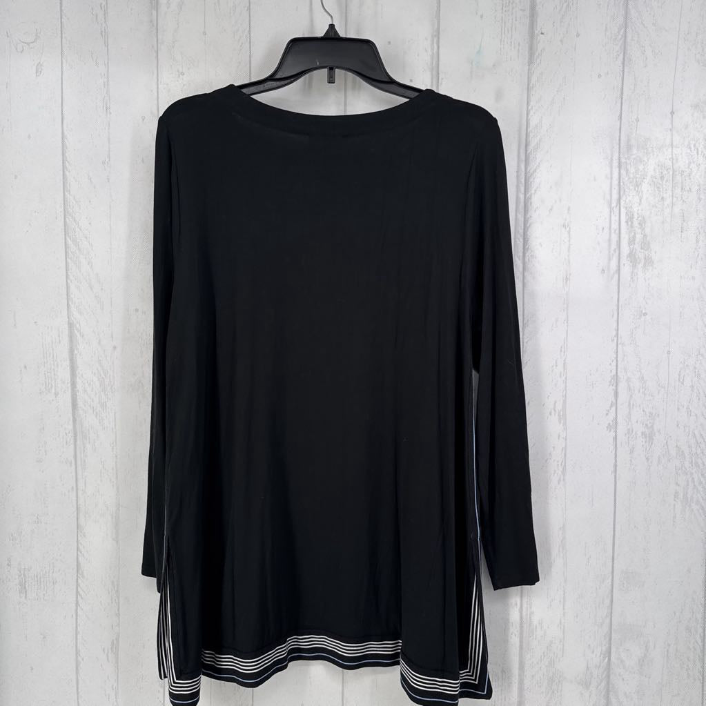 L/P striped trim 3/4 slv tunic