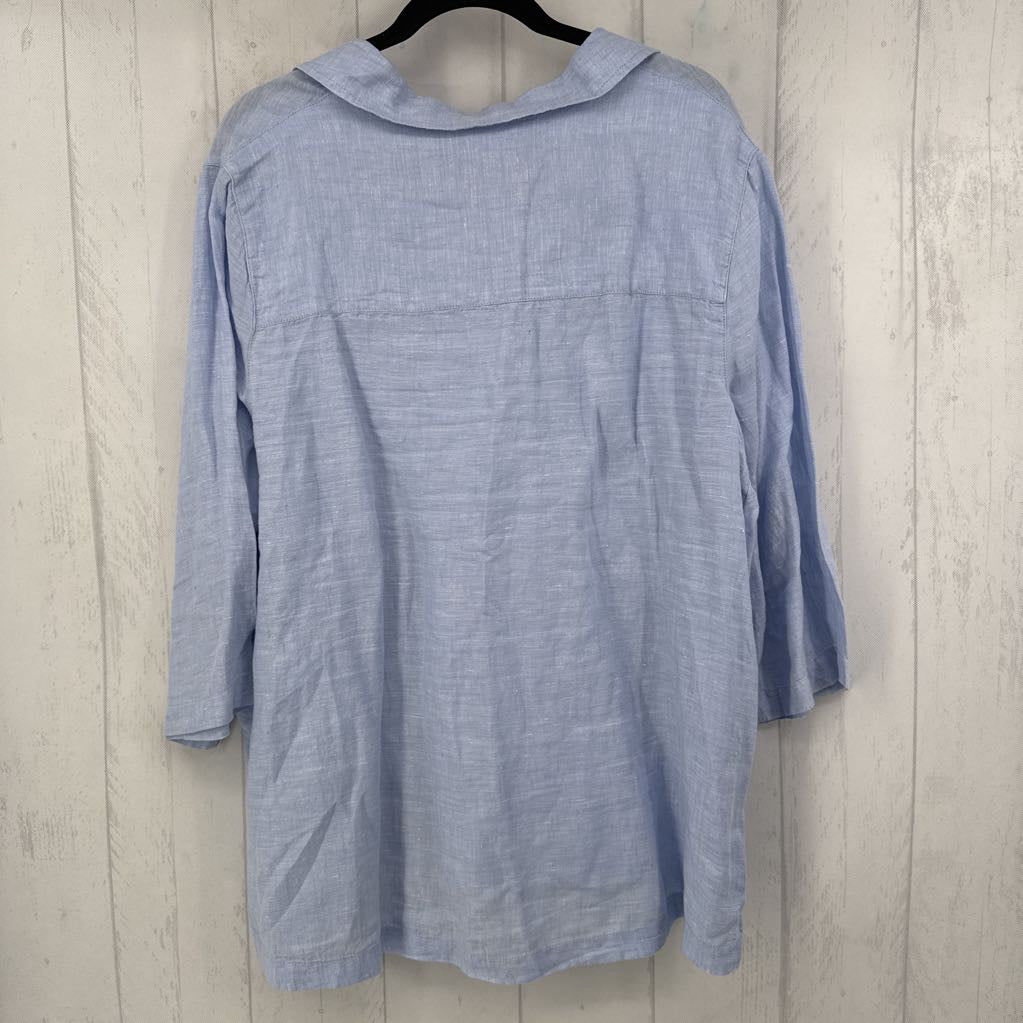 1x 100% linen elbow slv top
