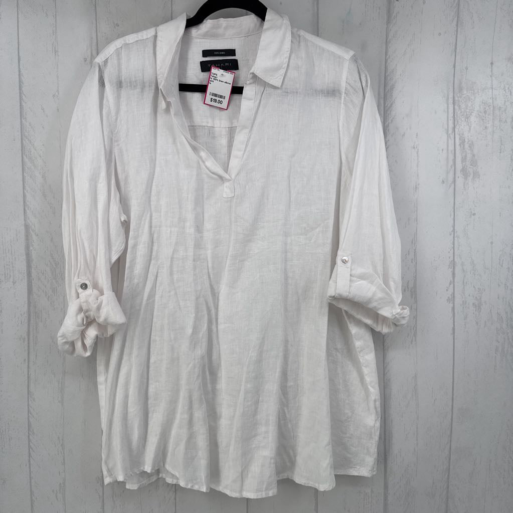 1x 100% linen elbow slv top