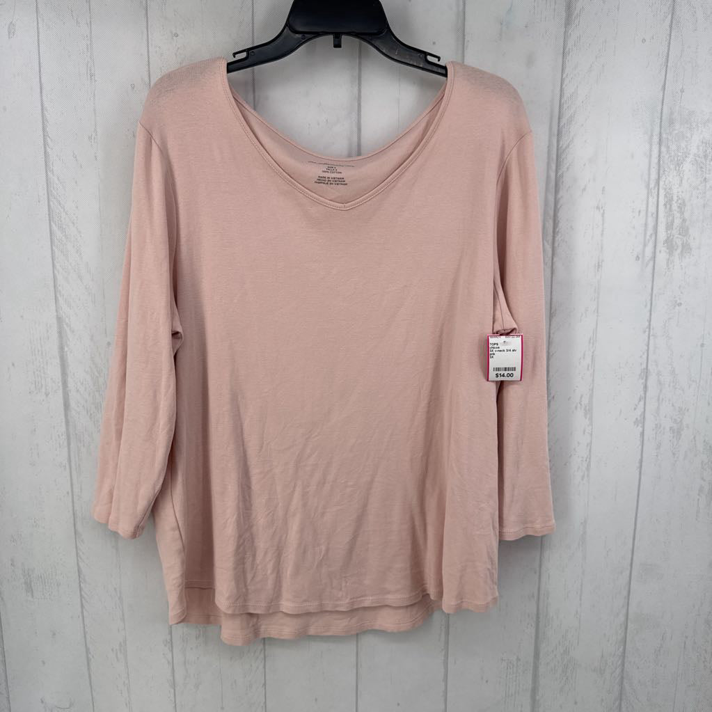 3X v-neck 3/4 slv tee