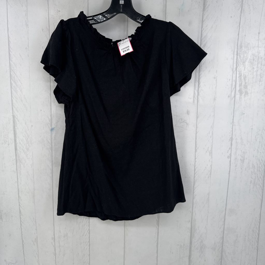 L s/s ruffle trim top