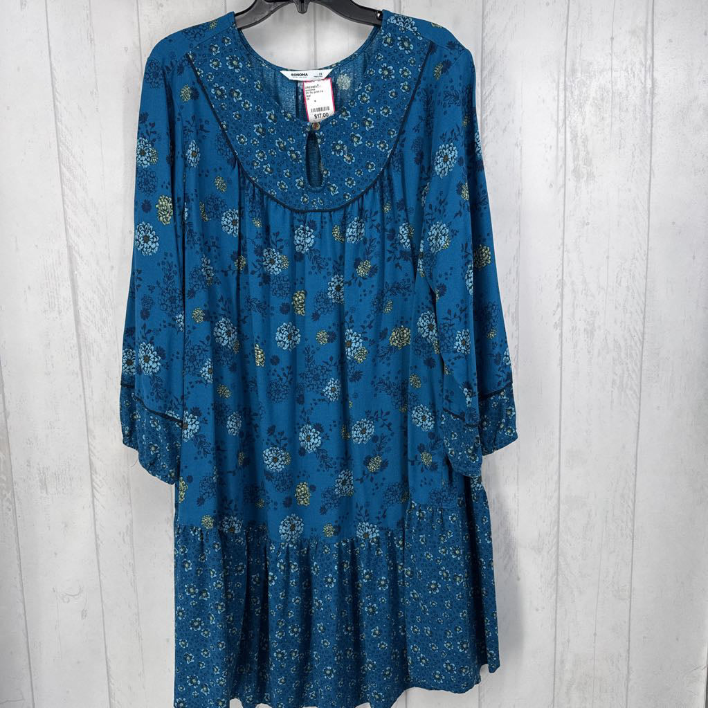 2X flo print l/s dress
