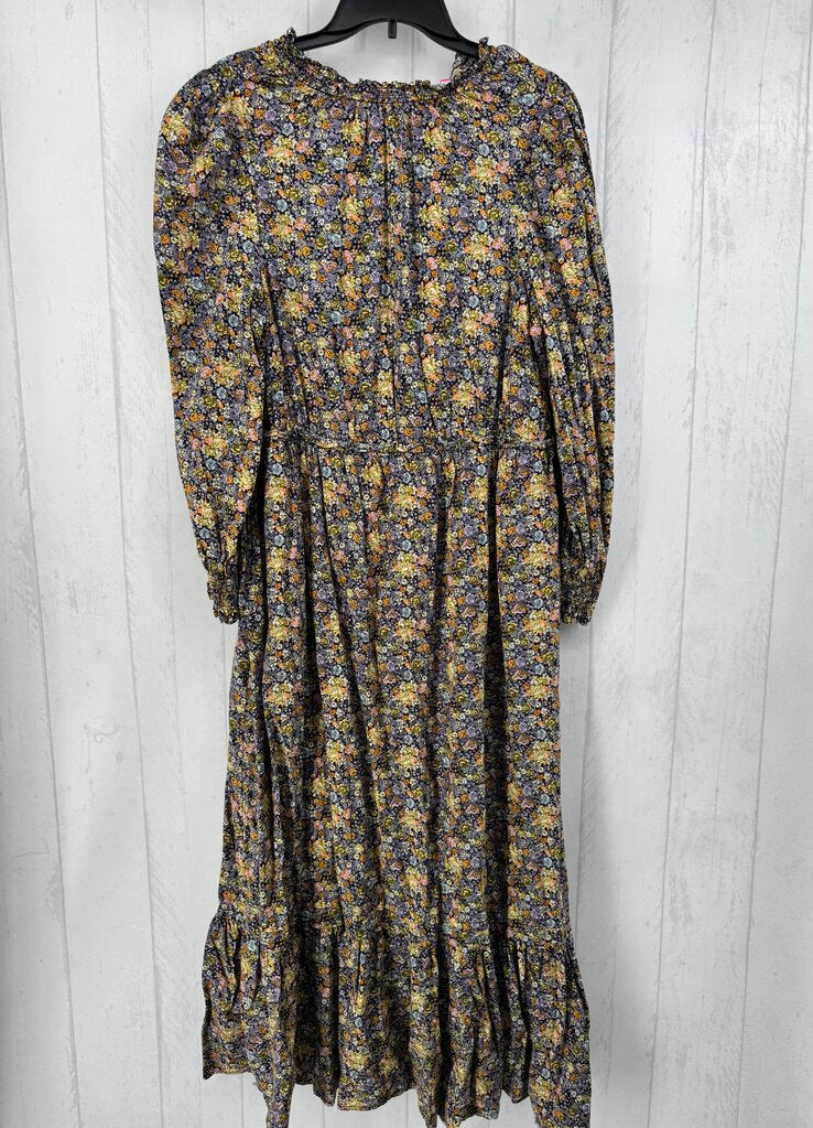L flo print l/s maxi dress