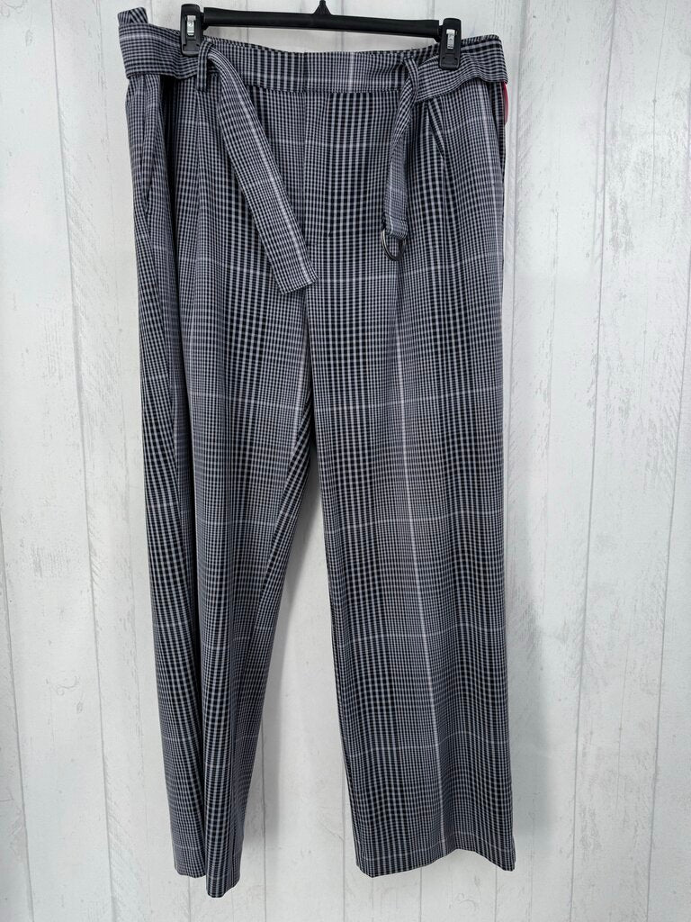 18 belted plaid wide leg pant