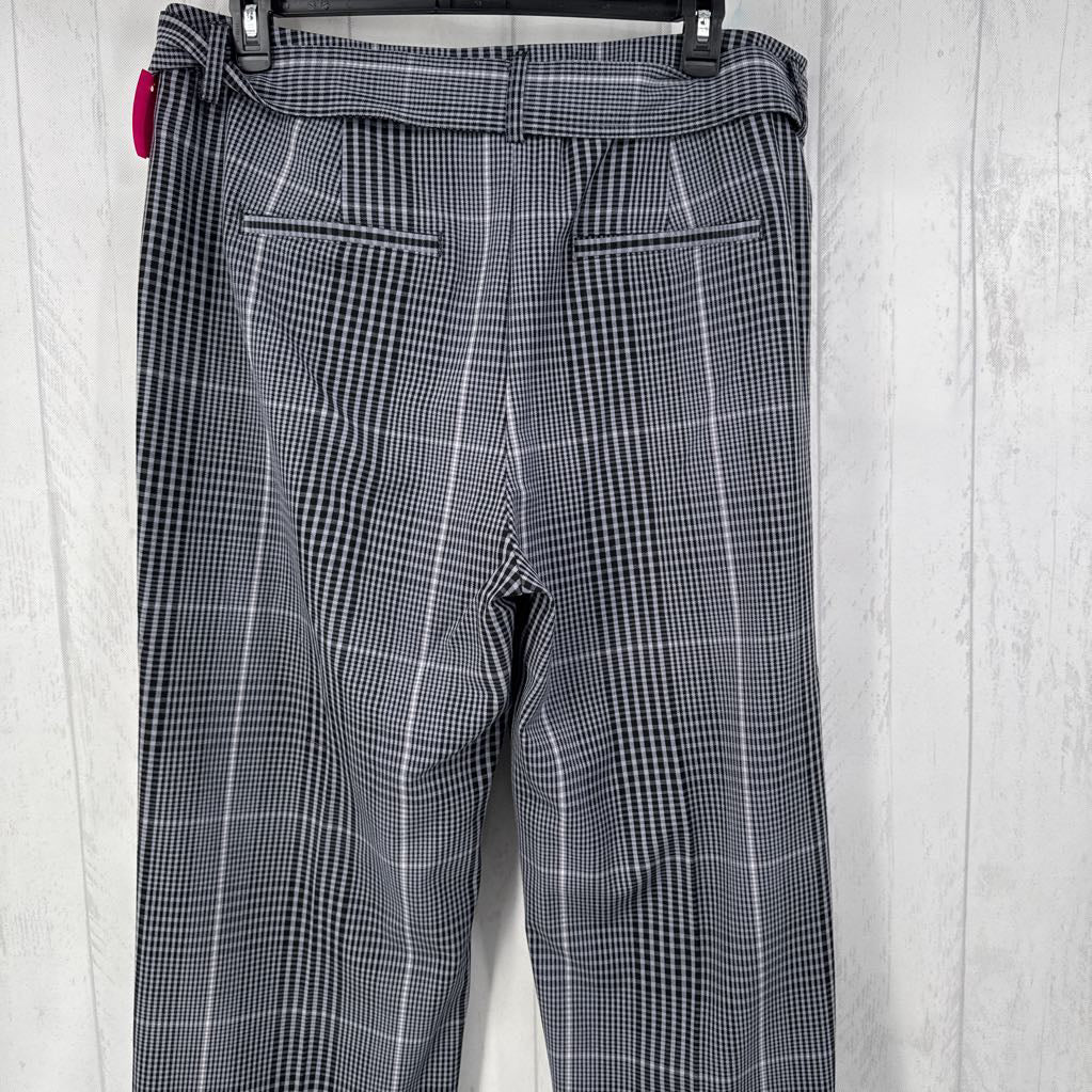 18 belted plaid wide leg pant
