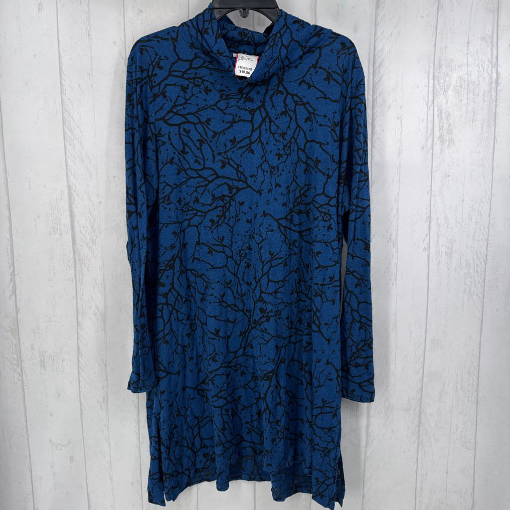 XL printed cowl neck l/s top