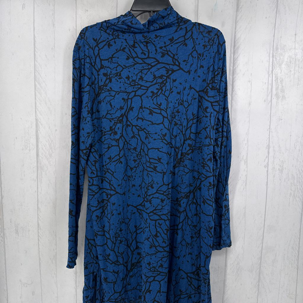 XL printed cowl neck l/s top