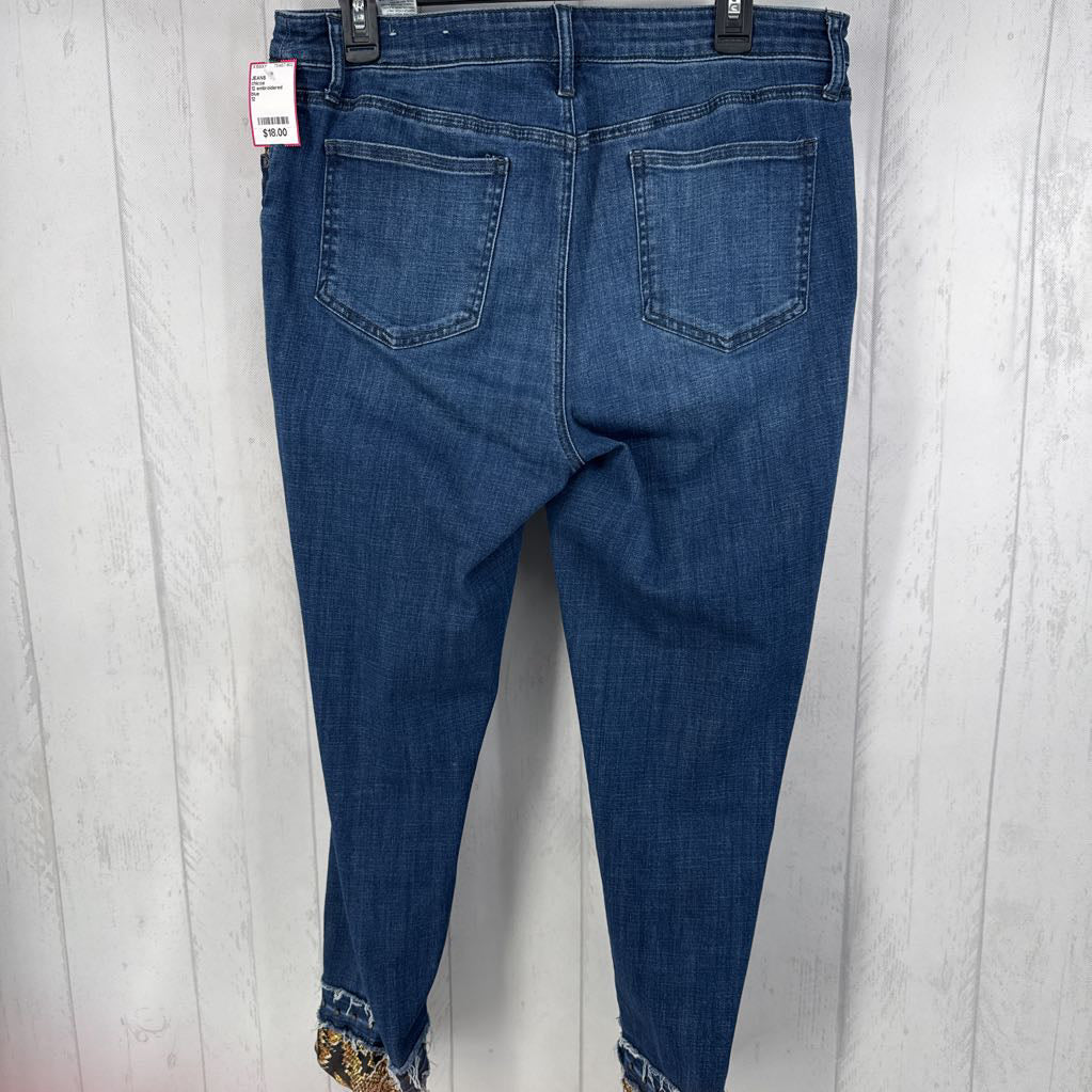 12 embroidered girlfriend slim ankle jeans