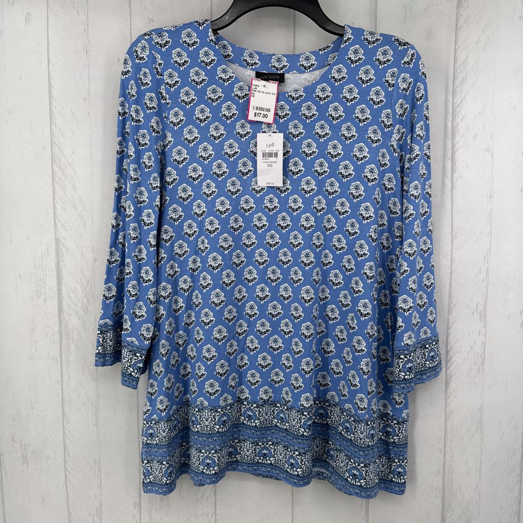 R89 XS flo print 3/4 slv top