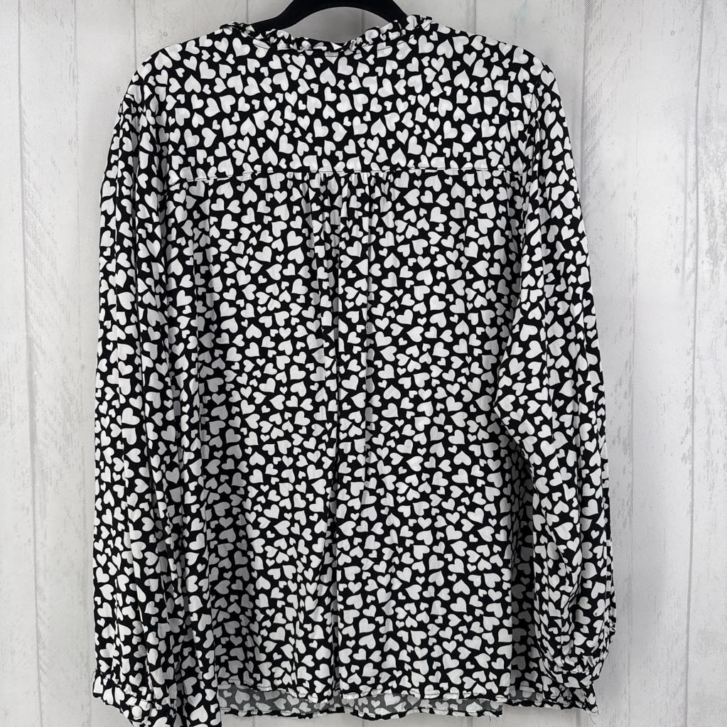 3x l/s heart print top