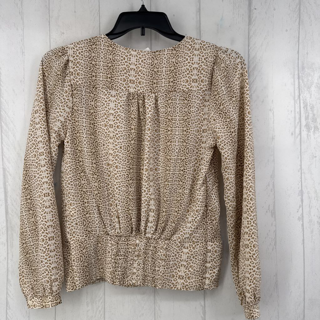 S animal print crossover l/s top