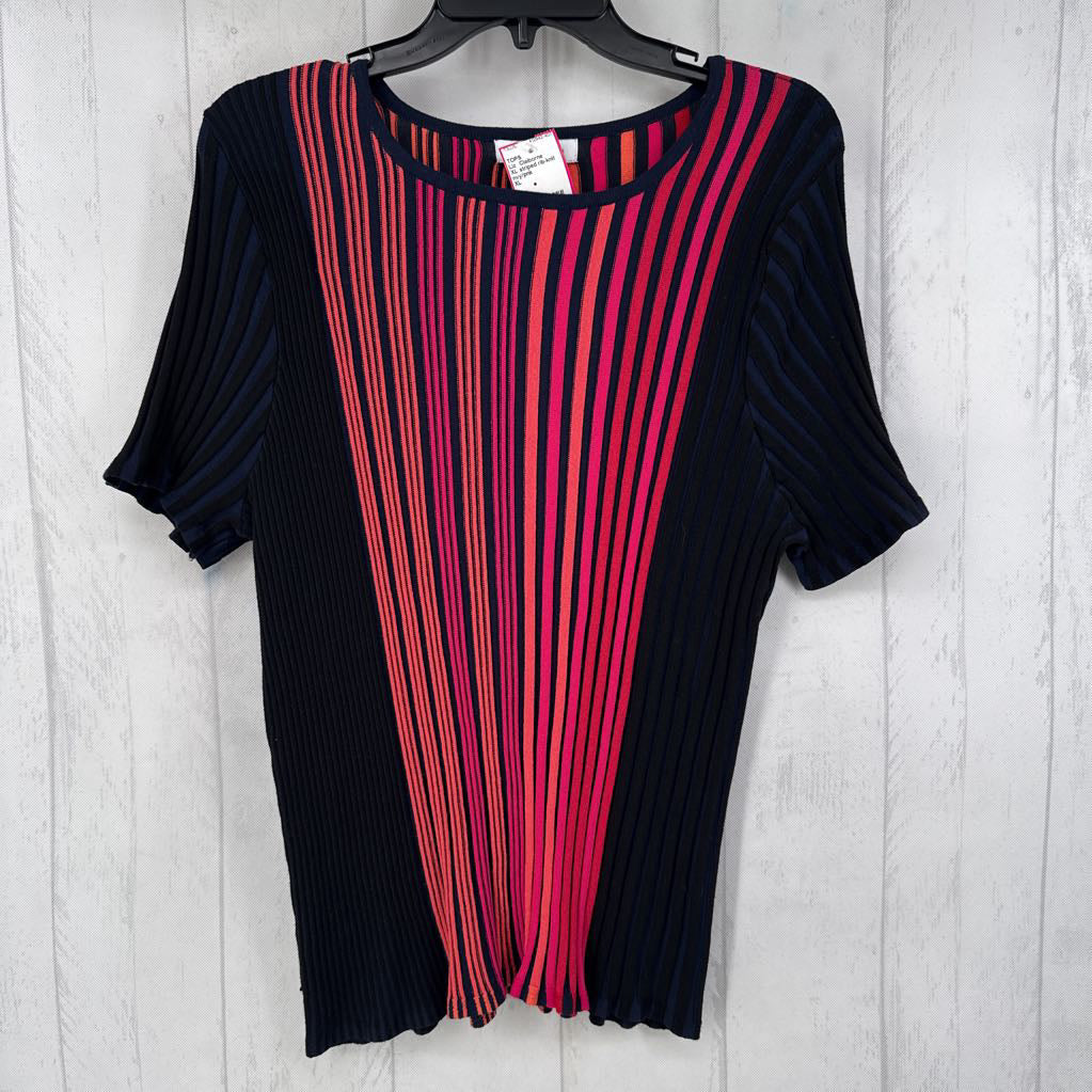 XL striped rib-knit s/s top