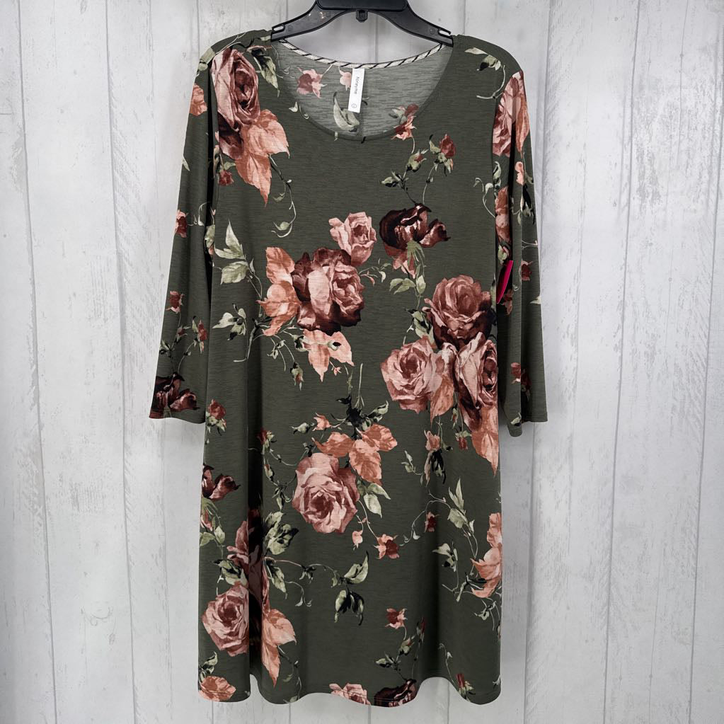 L flo print l/s dress