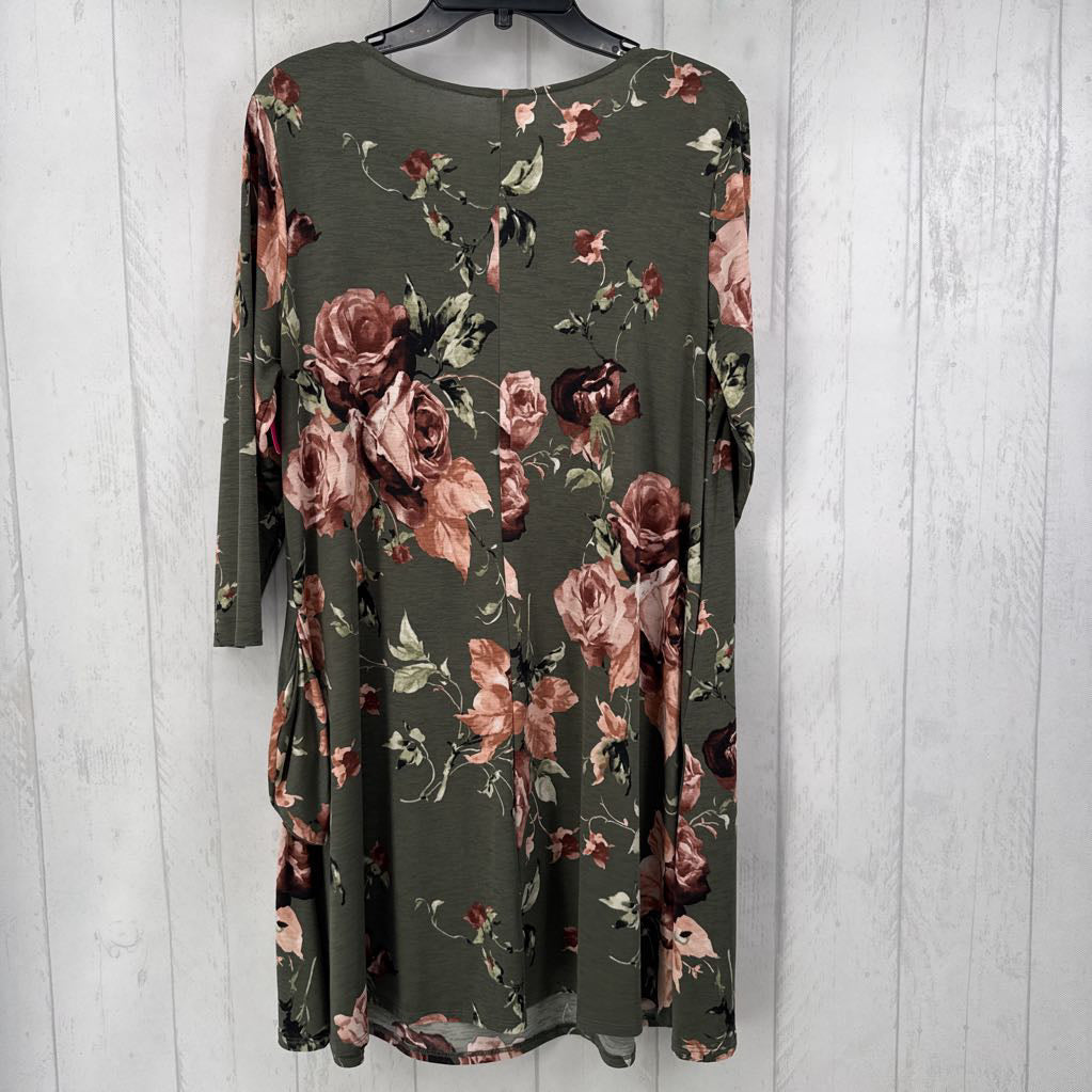 L flo print l/s dress