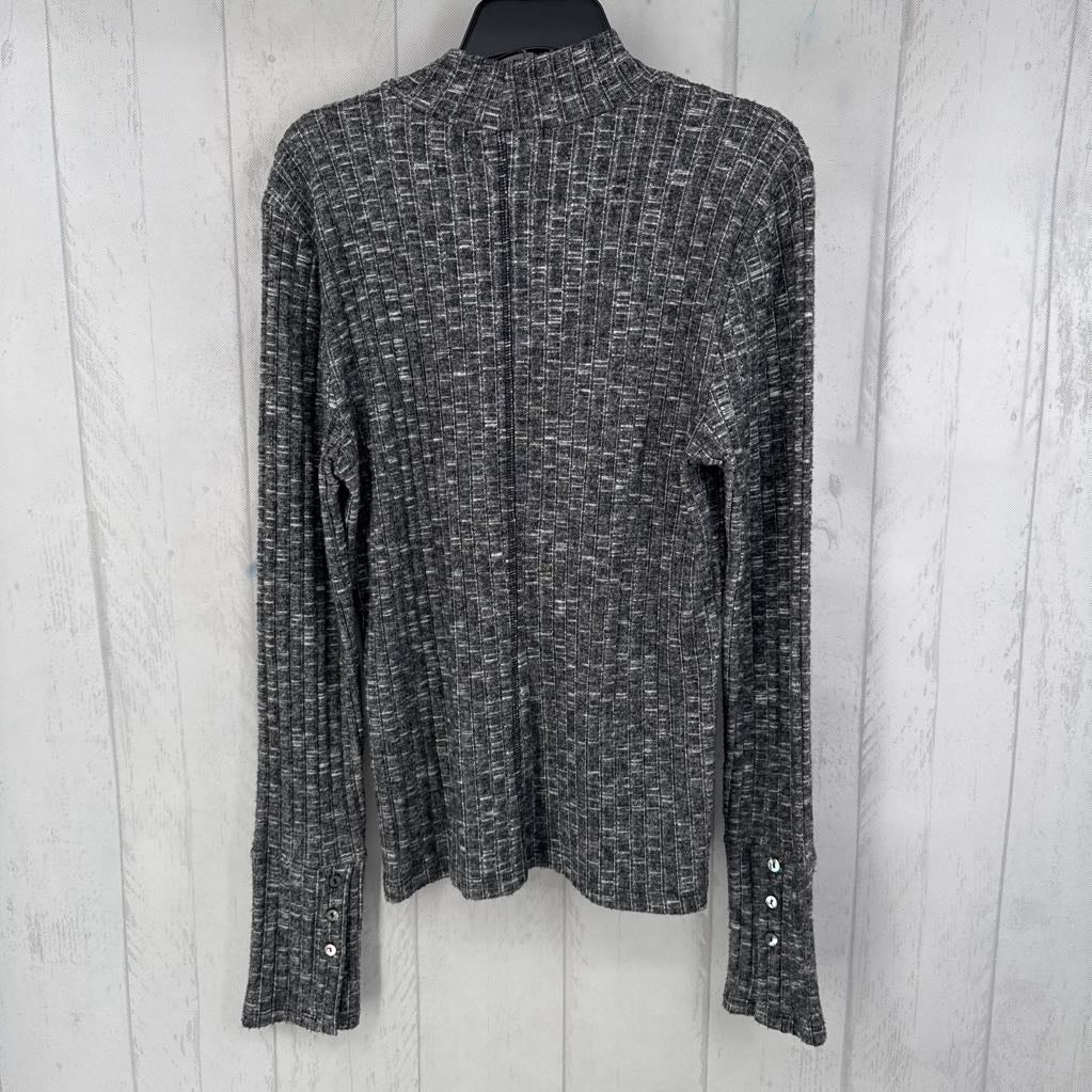 M marled mock-neck l/s top