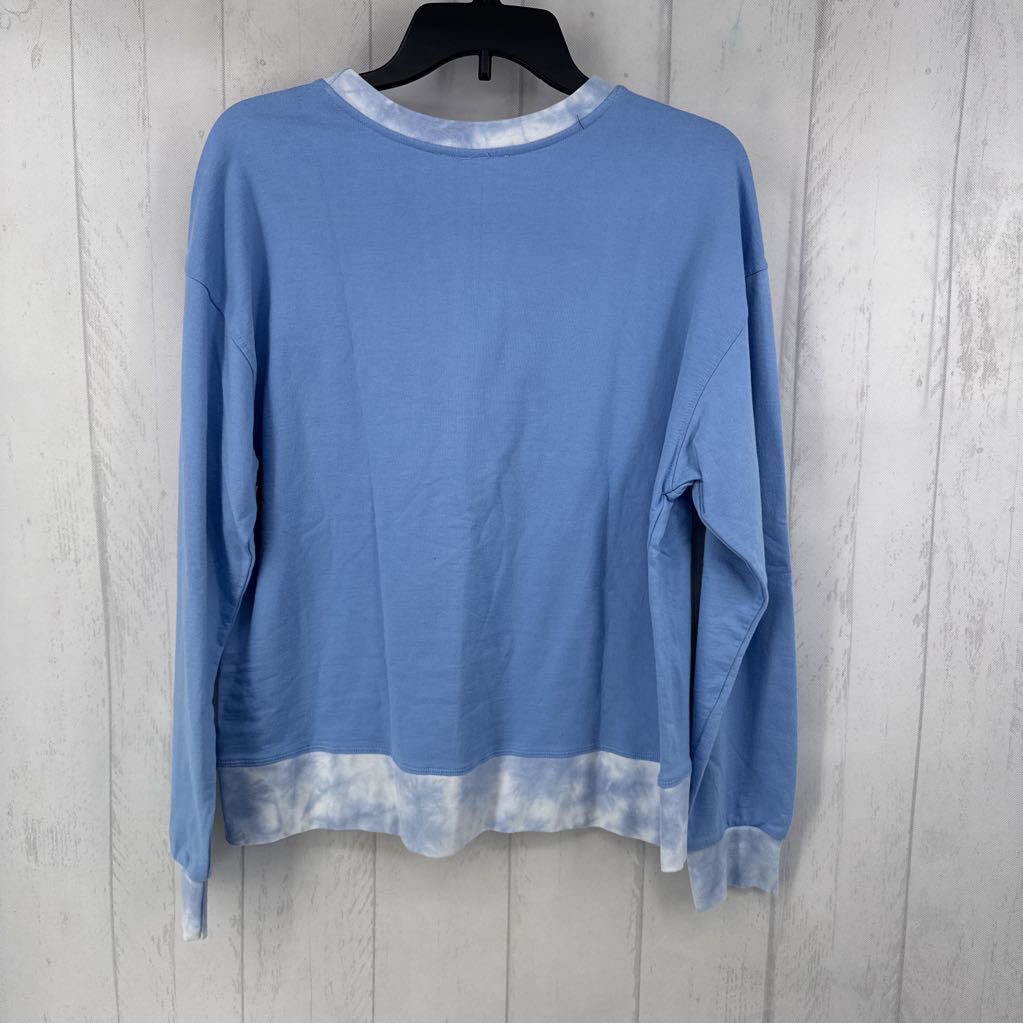 L crewneck sweatshirt w/tie-dye hem