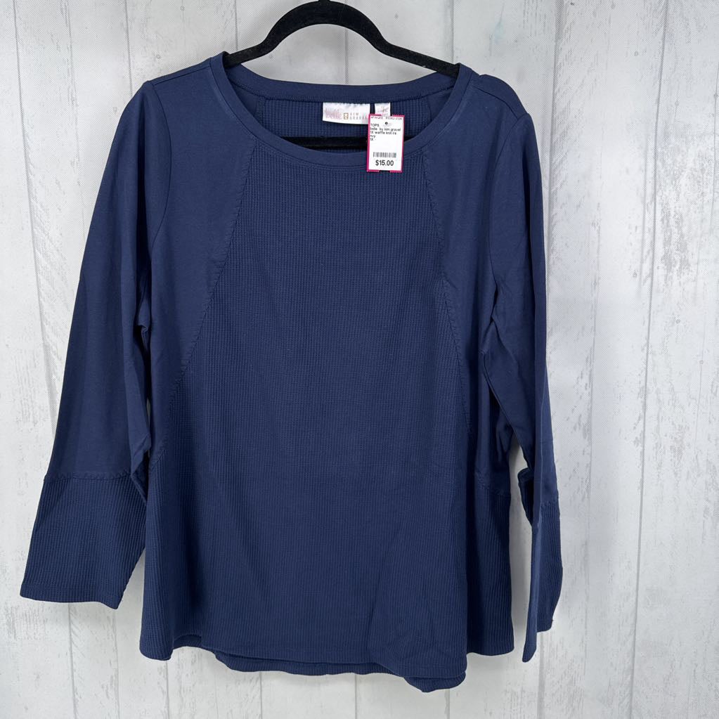 1X waffle knit l/s top