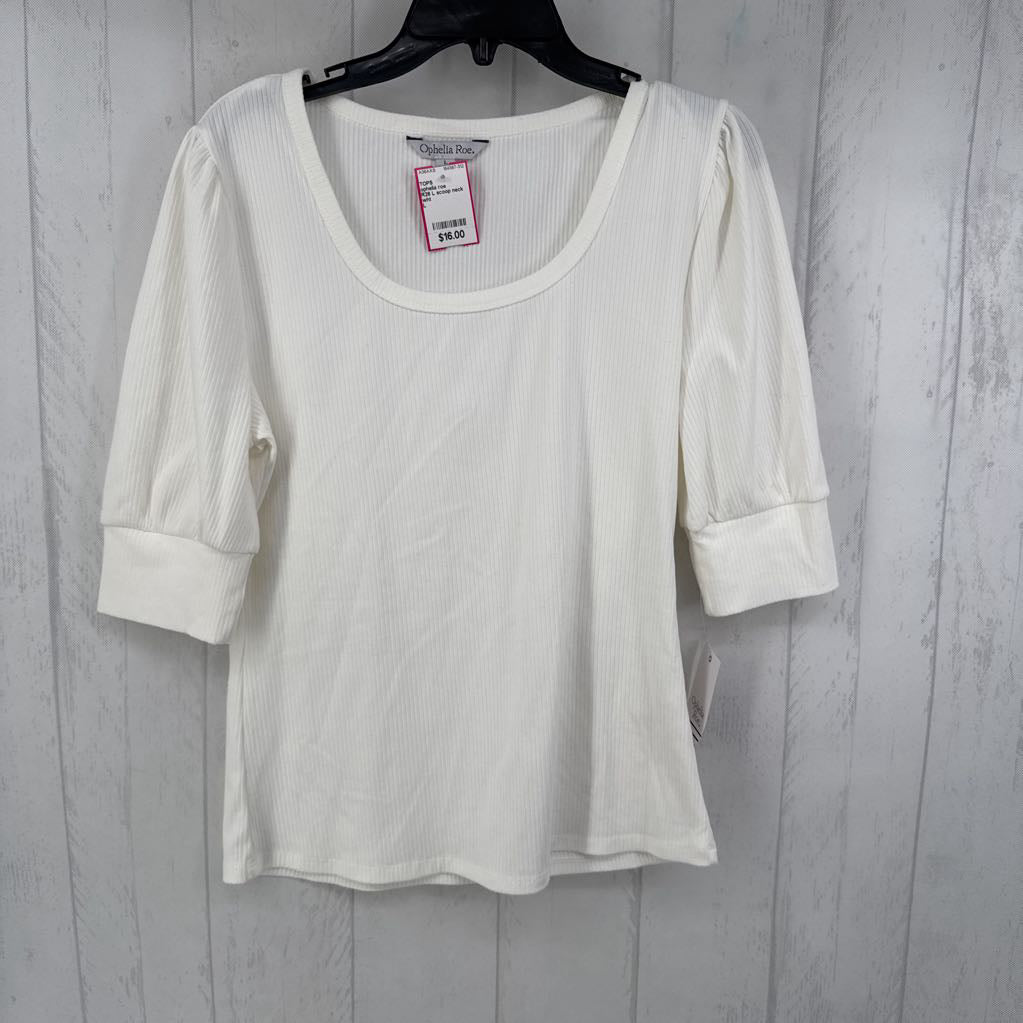 R26 L scoop neck ribbed elbow slv top