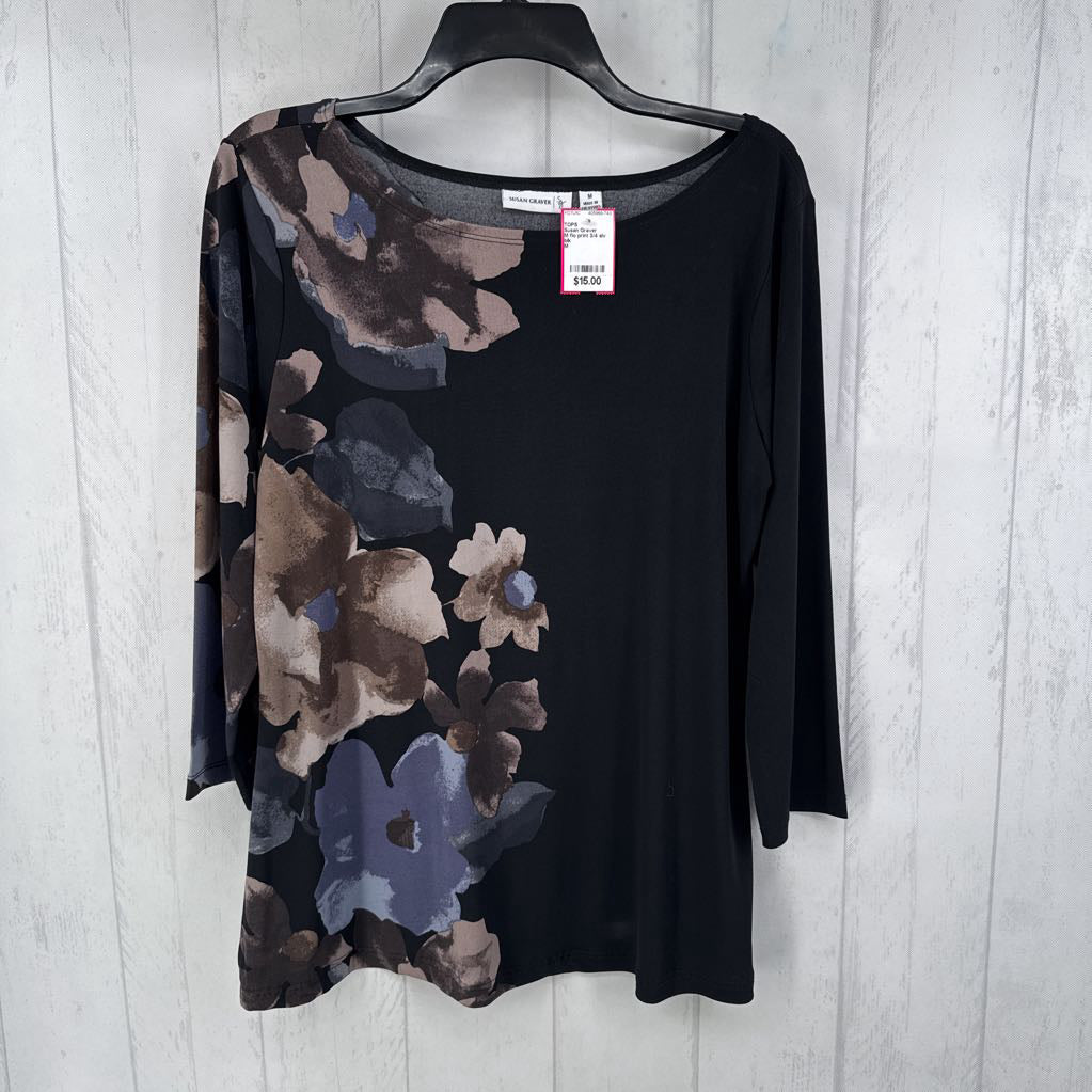 M flo print 3/4 slv top