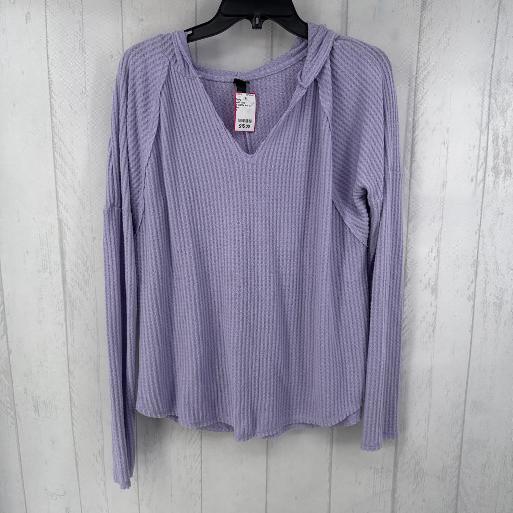 S waffle knit l/s top w/hood