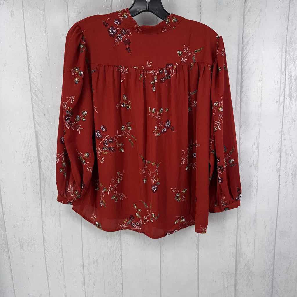 S flo print v-neck 3/4 slv top