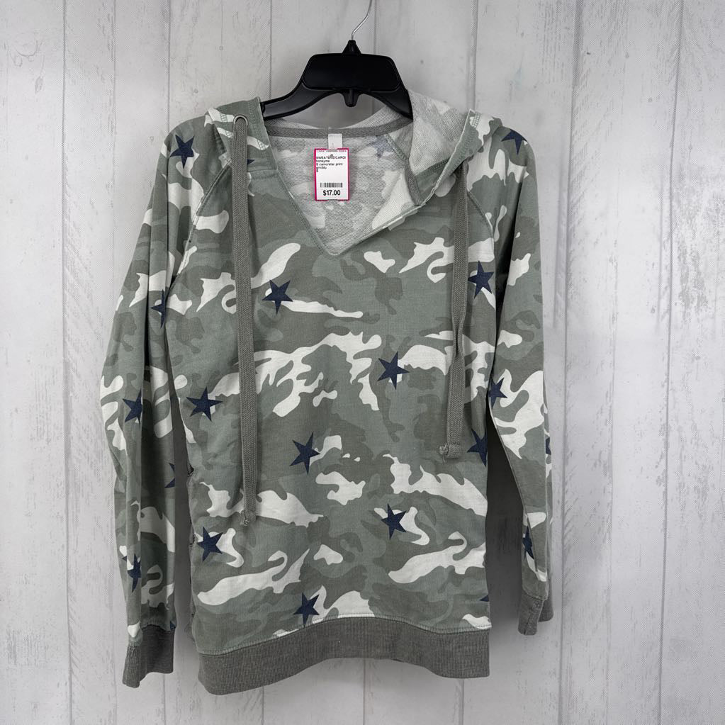 S camo/star print l/s pullover