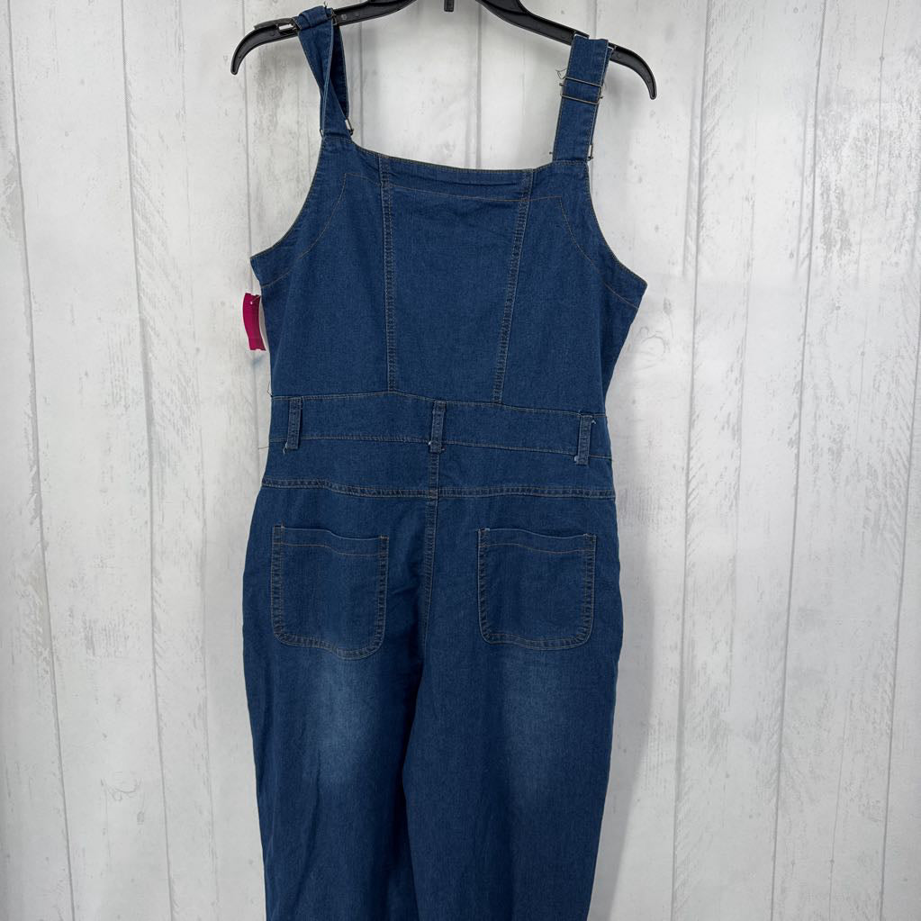L denim flare leg overalls