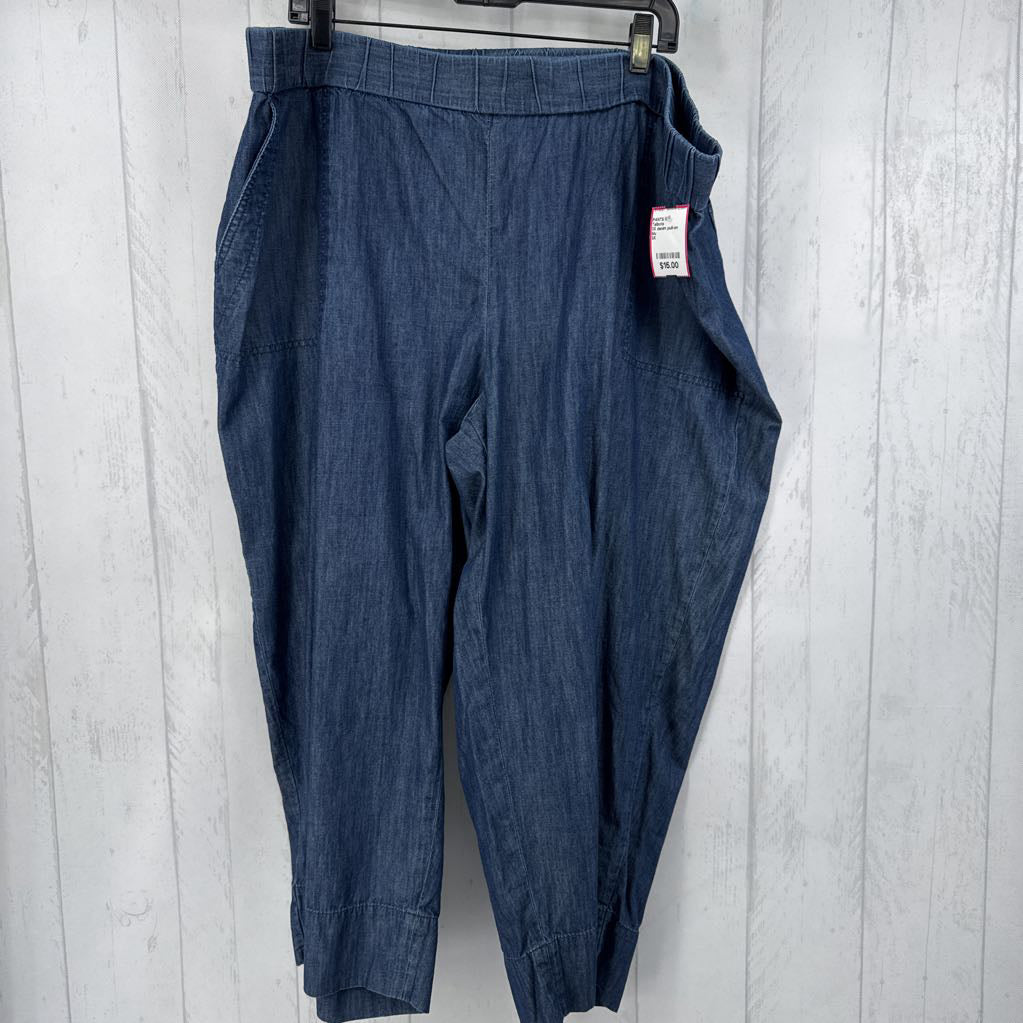 3X denim pull-on wide leg pant