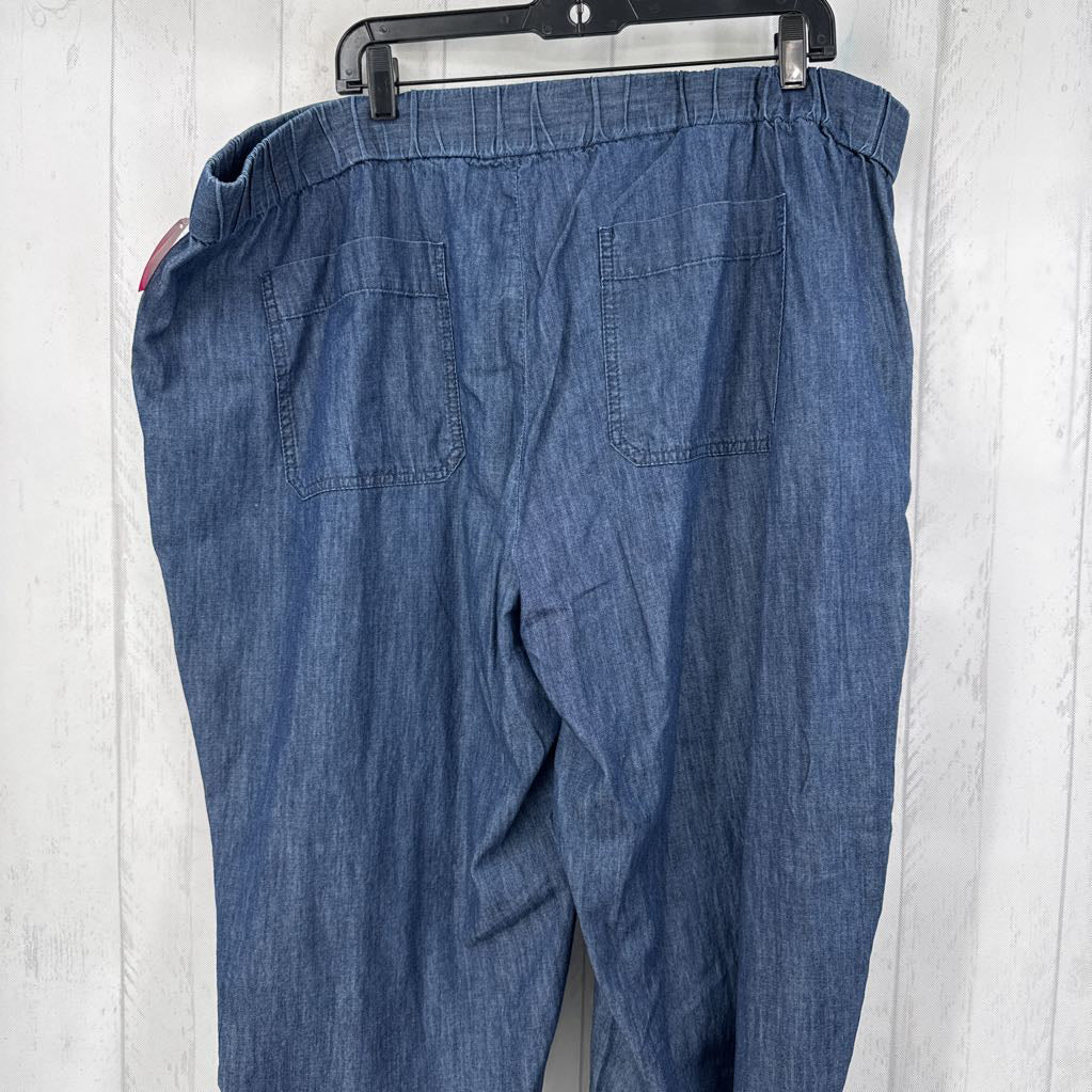 3X denim pull-on wide leg pant