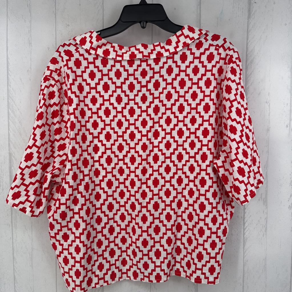 R22 XL printed button down s/s top