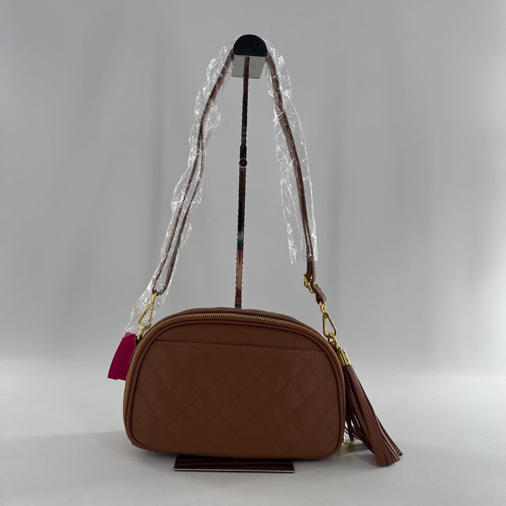 tassel quilted double zip crossbody